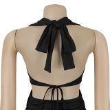 Sexy Solid Color Tie Up Maxi Dress BY-7572