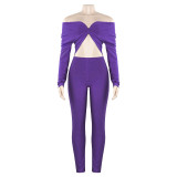 Solid Color V Neck Long Sleeve Jumpsuit GAXB-A564JP