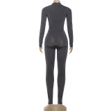 Solid Color Long Sleeve Bodysuit Tight Two Piece Pants Set DLSF-K25S83270