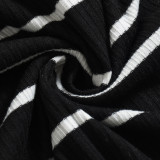 Stripe Backless Halterneck Bandage Dress GFRT-041718DBG