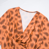 Leopard Print Long Sleeve Mini Dress MXBF-J25DS392