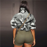 Camouflage Print Lapel Neck Short Coats SH-390421
