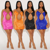 Sexy Hollow Out Sequin Mini Dress CYA-902058