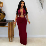 Sexy Solid Color Tie Up Maxi Dress BY-7572