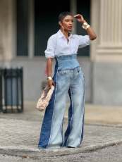 Plus Size Fashion Patchwork Washed Loose Jeans GYLN-9207