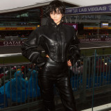 High-Neck Solid Color Short Zipper PU Leather Jacket XEF-K25C84468