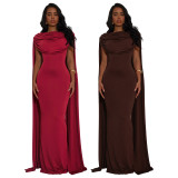 Solid Color Ruched Backless Maxi Dress YF-10944