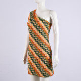 Slash Shoulder Sleeveless Knits Mini Dress GFRT-041674DBG