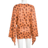 Leopard Print Long Sleeve Mini Dress MXBF-J25DS392