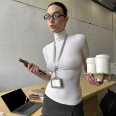 Solid Color High Collar Tight Tops GSBW-Y25TP032