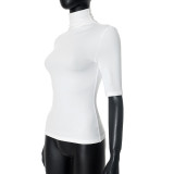 Solid Color High Collar Tight Tops GSBW-Y25TP032