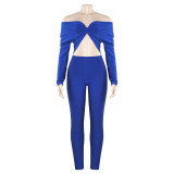 Solid Color V Neck Long Sleeve Jumpsuit GAXB-A564JP