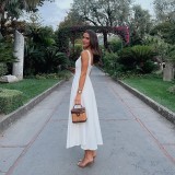 Solid Color Square Neck Long Dress GAXB-A588DS