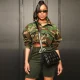 Camouflage Print Lapel Neck Short Coats SH-390421