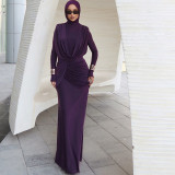 Solid Color Irregular Maxi Dress XEF-K25D85667