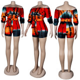 Printed Off Shoulder Waist Belt Jumpsuit FSXF-F25X