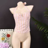 Halterneck Solid Color Backless Tops GFRT-32412TBY