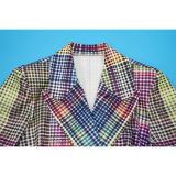 Plaid Print Long Sleeve Blazer Pants 2 Piece Set YF-10952