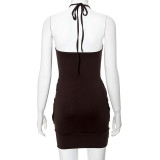 Sexy Solid Color Halterneck Backless Mini Dress GSBW-Q24DS139