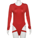 Solid Color Backless Long Sleeve Bodysuit GAXB-W332BS