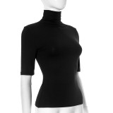 Solid Color High Collar Tight Tops GSBW-Y25TP032