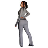 Casual Print Zipper Long Sleeve Pants Suit MEM-88675