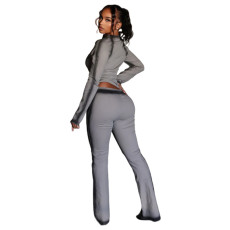 Casual Print Zipper Long Sleeve Pants Suit MEM-88675