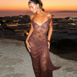 Lace Backless Off Shoulder Bodysuit Long Skirt Suit GLAG-S5920307F