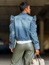 Hollow Out Long Sleeve Denim Short Coat GYLN-1616