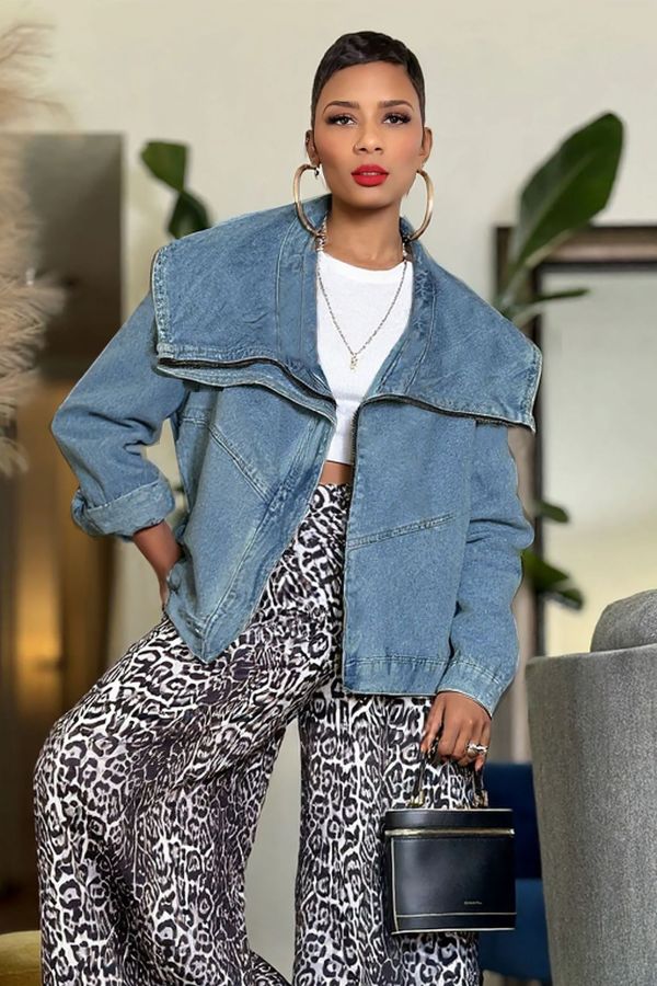 Fashion Large Lapel Denim Coat GYLN-1494