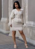 Tassel Knits Coats Mini Skirt 2 Piece Set ZSD-0349