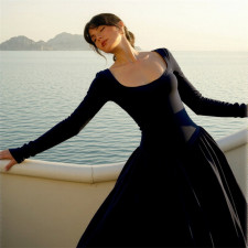 Long Sleeve Backless Cross Tie Up Maxi Dress GLAG-D5820125H