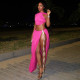 Solid Color Hollow Out Patchwork Maxi Dress GLAG-D5920119F