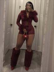 Fleece Snake-Print Long-Sleeve Top and Shorts Set MEM-88676