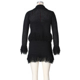 Tassel Knits Coats Mini Skirt 2 Piece Set ZSD-0349