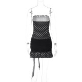 Polka Dot Print Wrap Chest Mini Dress GLAG-D5920273F