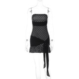 Polka Dot Print Wrap Chest Mini Dress GLAG-D5920273F
