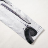 Machine-Printed Half-Turtleneck Long-Sleeve Tight Jumpsuit GSBW-D23JP273