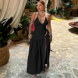 Sexy Backless Bodysuit Tie Up Long Skirt 2 Piece Set BLG-S4817189A