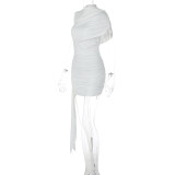 Solid Color Ruched Mini Dress GLAG-D5820041F