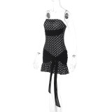 Polka Dot Print Wrap Chest Mini Dress GLAG-D5920273F
