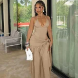 Sexy Backless Bodysuit Tie Up Long Skirt 2 Piece Set BLG-S4817189A