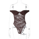 Lace Backless Off Shoulder Bodysuit Long Skirt Suit GLAG-S5920307F