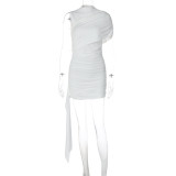 Solid Color Ruched Mini Dress GLAG-D5820041F