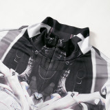 Machine-Printed Half-Turtleneck Long-Sleeve Tight Jumpsuit GSBW-D23JP273