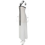 Solid Color Wrap Chest Halterneck Maxi Dress GLAG-D5920144F