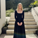Long Sleeve Backless Cross Tie Up Maxi Dress GLAG-D5820125H