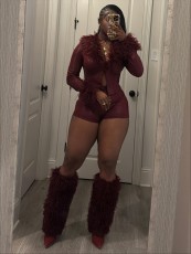 Fleece Snake-Print Long-Sleeve Top and Shorts Set MEM-88676