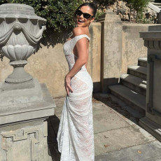 Lace Backless Off Shoulder Bodysuit Long Skirt Suit GLAG-S5920307F