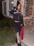 Casual Print Hooded Sweatshirt Two Piece Pants Set GFCF-1425